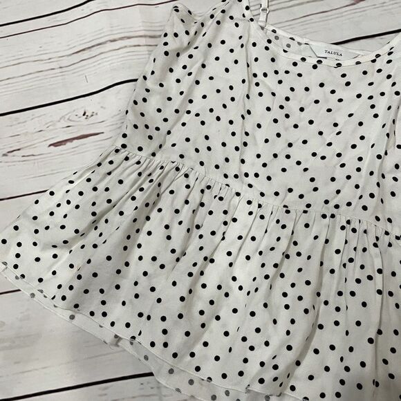 Talula Nerima White & Black Polka Dot Ruffle Bottom Tank - Picture 4 of 8